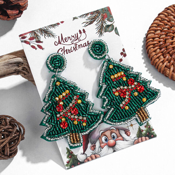 O1CN0164BCSj1TQG3Z93M9O_2207499512376-0-cib Wholesale Christmas Series Christmas Tree Rice Bead Earrings