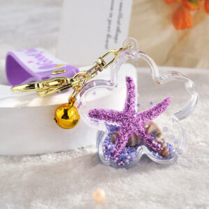 Purple / Lollipop leather rope + starfish Cherry + Bell