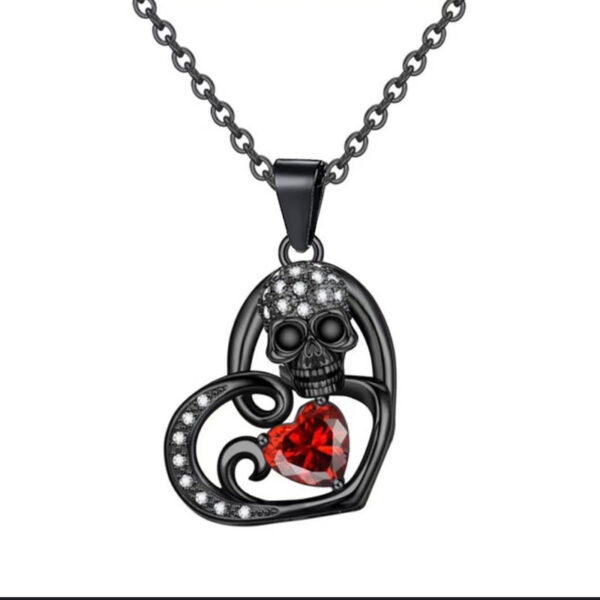 Wholesale Halloween Gothic Love Skull Necklace