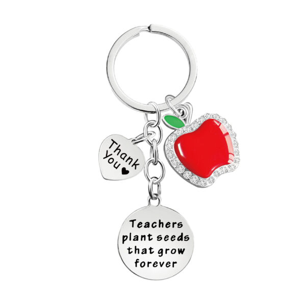 Wholesale Metal Love Drip Apple Teacher's Day Keychain