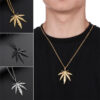 Wholesale Titanium Steel Maple Leaf Men's Metal Necklaces