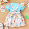 Wholesale Girls Easter Pure Color Cotton Bib Dress Baby Clothes