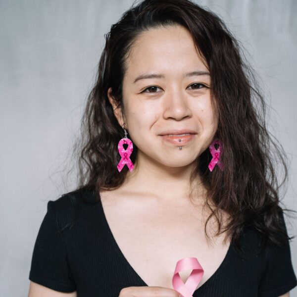 Wholesale Pink Ribbon Leather Earrings