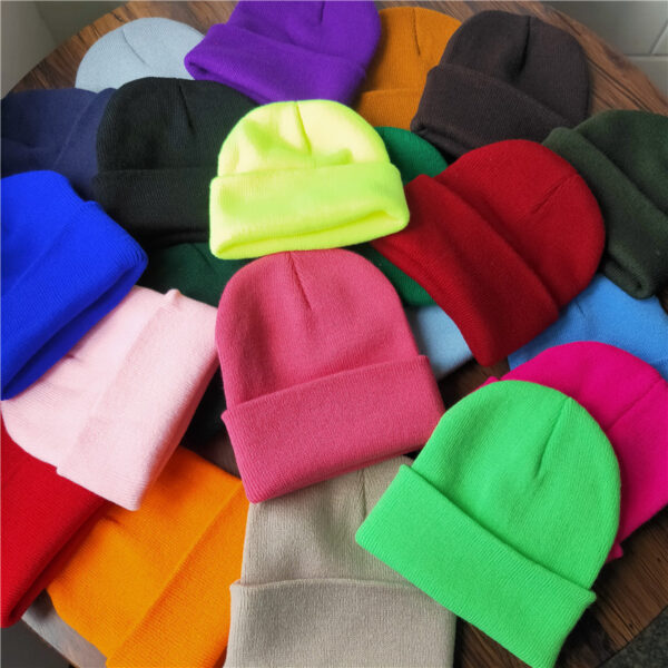 Wholesale Dopamine Color Line Solid Color Acrylic Knitted Hat
