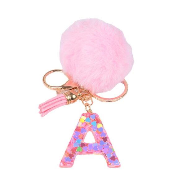 O1CN016AnKjr1Bs2tzDl0bP_0-0-cib-3 Wholesale Popular Fur Ball Love Letter Resin Keychain