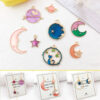 Wholesale Moon Starry Sky Stars Pentagram Drip Oil Alloy Pendant DIY Necklace Pendant Accessories
