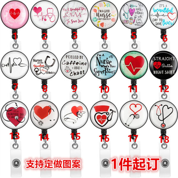 Wholesale Easy Pull Button Nurse Retractable Badge Scroll ABS Keychain