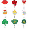Wholesale Clover Rose Easter Rabbit Love Felt Fabric Badge Scroll Retractable ABS Keychain