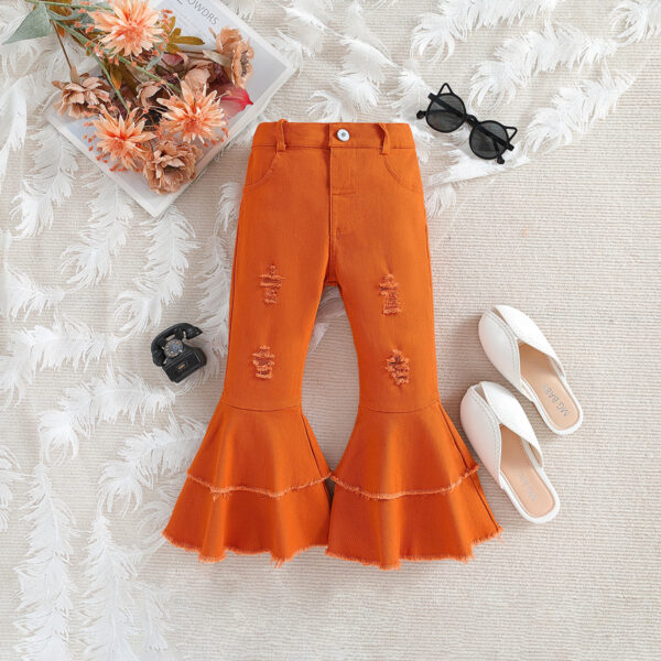 O1CN016Cgfhb1GNspgIffZc_978260611-0-cib Wholesale Polyester Children's Solid Color Denim Bell Bottoms