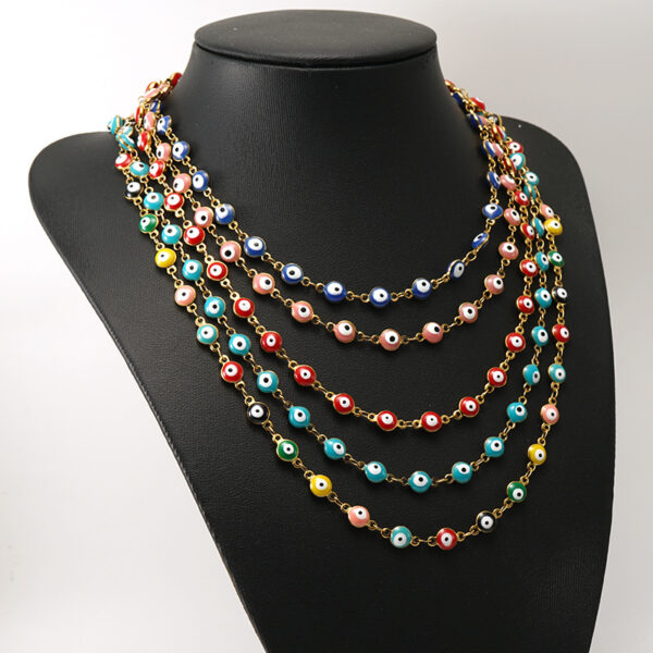 Wholesale 18K Stainless Steel Bohemian Color Block Necklace OLY-NE-ZY003