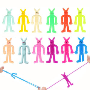 Wholesale Novelty Tpr Soft Rubber Elastic Rabbit Pinching Easter Color Vent Pulling Decompression Doll