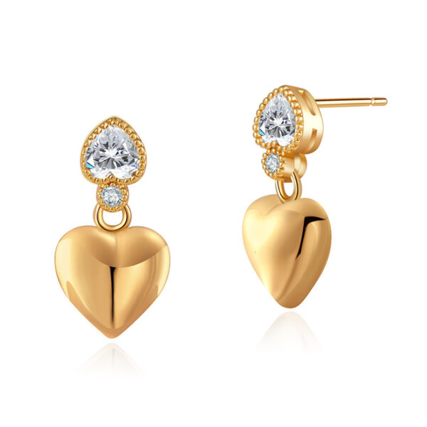 Wholesale Love S925 Silver Needle Inlaid Zircon Gold Plated Earrings