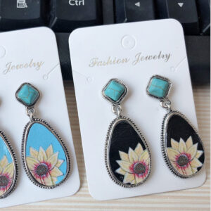 O1CN016F9EhH2KhMJ0OkBcb__3295829588-0-cib Wholesale Turquoise Sunflower Alloy Earrings