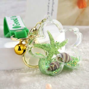 Green / Lollipop leather rope + starfish Cherry + Bell