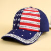 Wholesale American Flag Diamond Denim Polyester Baseball Cap
