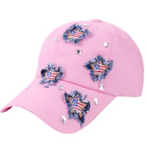 Pink fur five-pointed star flag hat / Adjustable