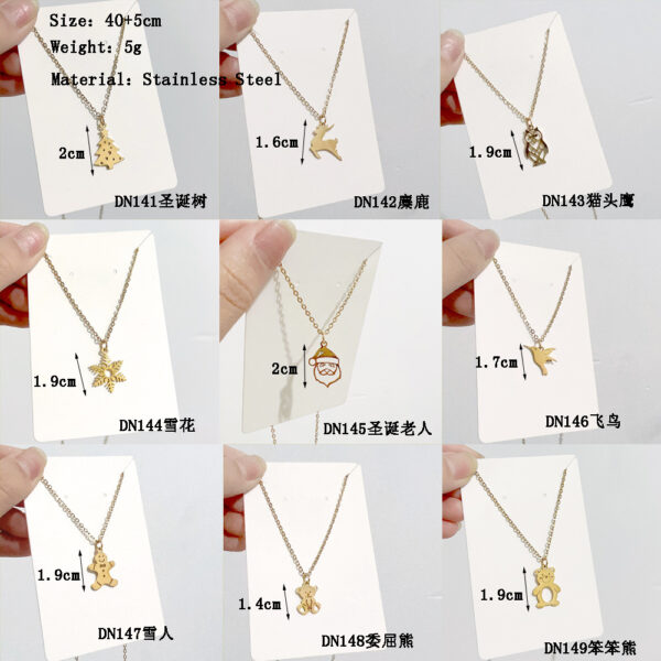 Wholesale Christmas Series Titanium Steel 18K Gold Necklace Clavicle Chain