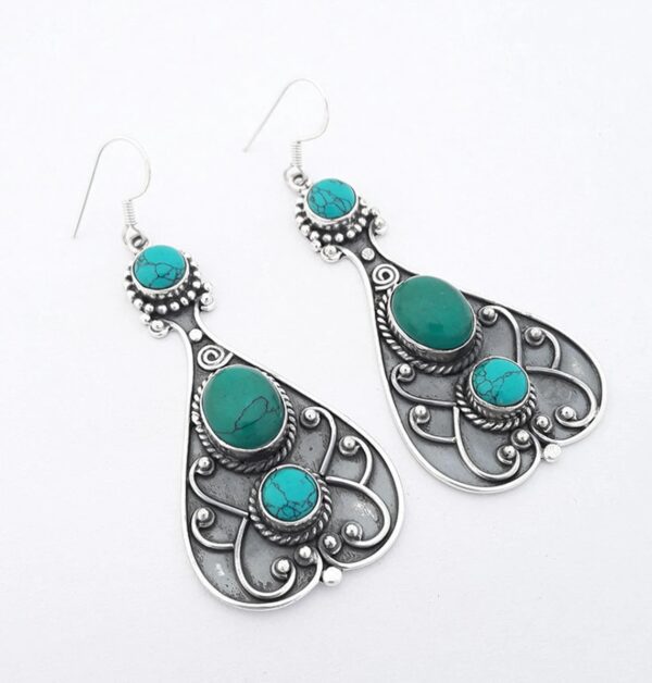 Wholesale Antique Green Turquoise Alloy Earrings