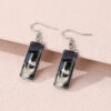 Wholesale Cat Time Gem Rectangular Glass Earrings