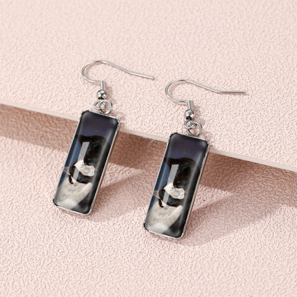 Wholesale Cat Time Gem Rectangular Glass Earrings