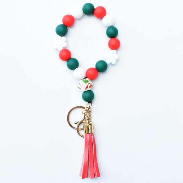 Wholesale Christmas Tree Silicone Beads Wrist Keychain