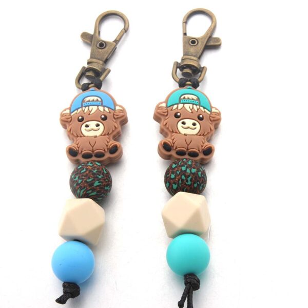 Wholesale Cartoon Yak Silicone Bead Keychain