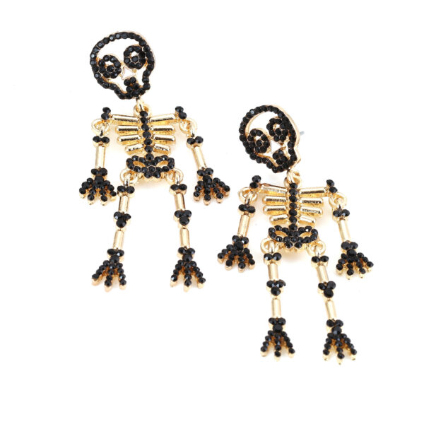 Wholesale Fashion Creative Exaggerated Skeleton Skull Diamond and Pearl Earrings