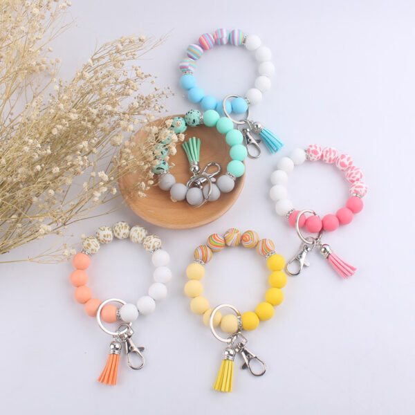 Wholesale Leopard Print Silicone Tassel Keychain