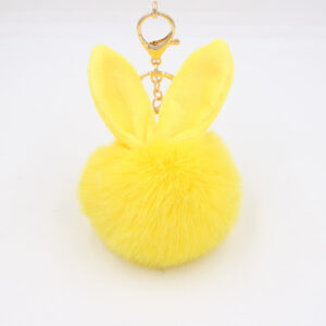 Yellow / Rabbit plush pendant keychain