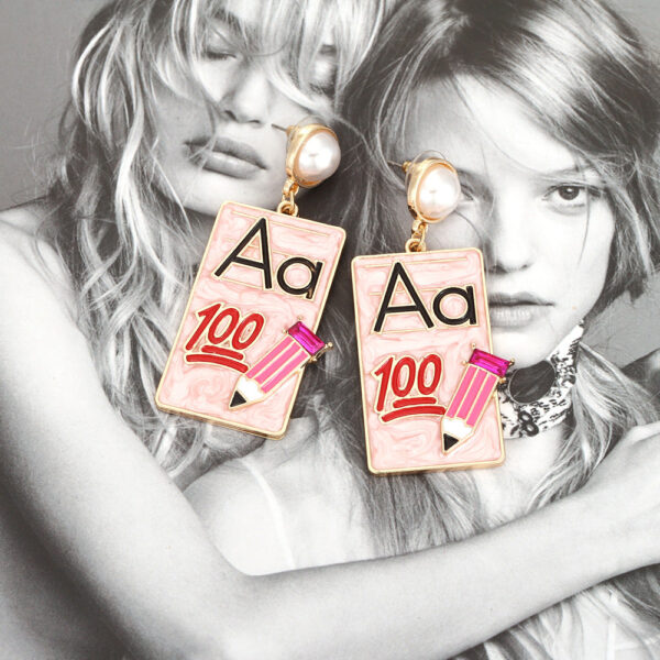Wholesale Teacher's Day Book Pencil Alloy Earrings