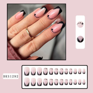 Wholesale French Black Love Plastic Fake Nail Patches