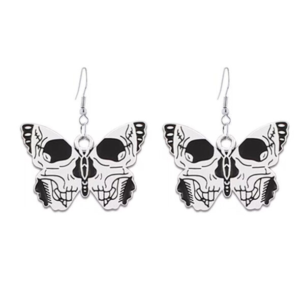O1CN016QNLSV1POBjPvnBxA_2213249061830-0-cib Wholesale Halloween Punk Style Dark Butterfly Skull Series Skull Alloy Earrings