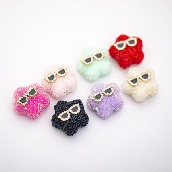 Wholesale Acrylic Small Star Sugar Pen Caps Beaded