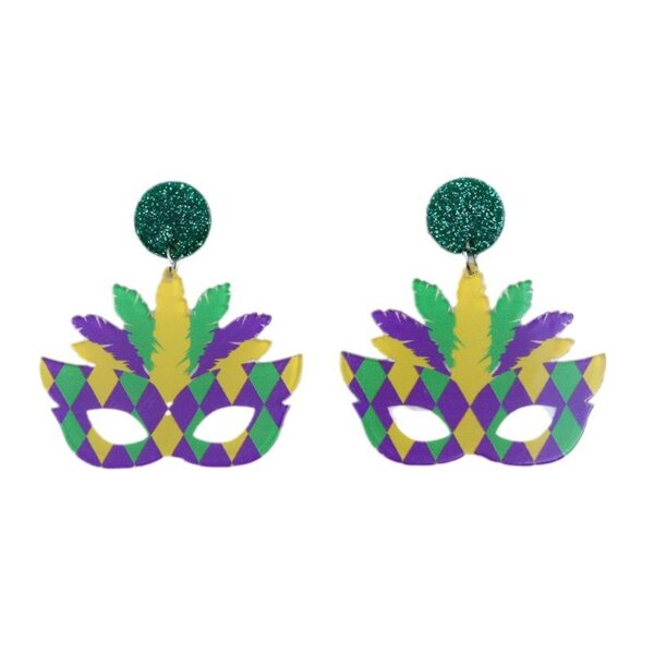 O1CN016RQKFQ1T3M8geqB1f_2677772326-0-cib Wholesale Carnival Mask Acrylic Mardi Gras Earrings