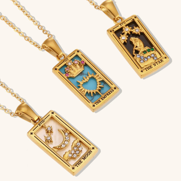 O1CN016S7B791LNUY3fyC4I_2214478131287-0-cib-1 Wholesale Rectangular Drip Oiled Zircon Tarot Cards Stainless Steel 18K Gold Plated Necklaces