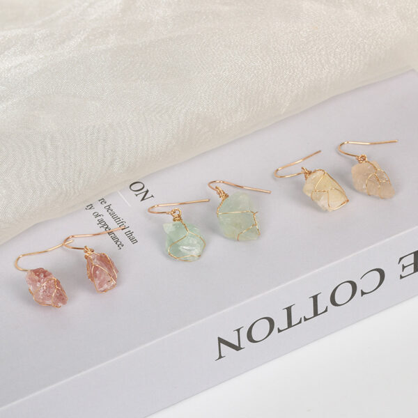 Wholesale Natural Crystal Irregular Rough Stone Handmade Earrings