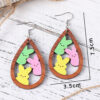 Wholesale Easter Openwork Bunny Wooden Earrings