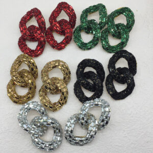 Wholesale Chain Shaped Diamond Inlaid Colored Earrings