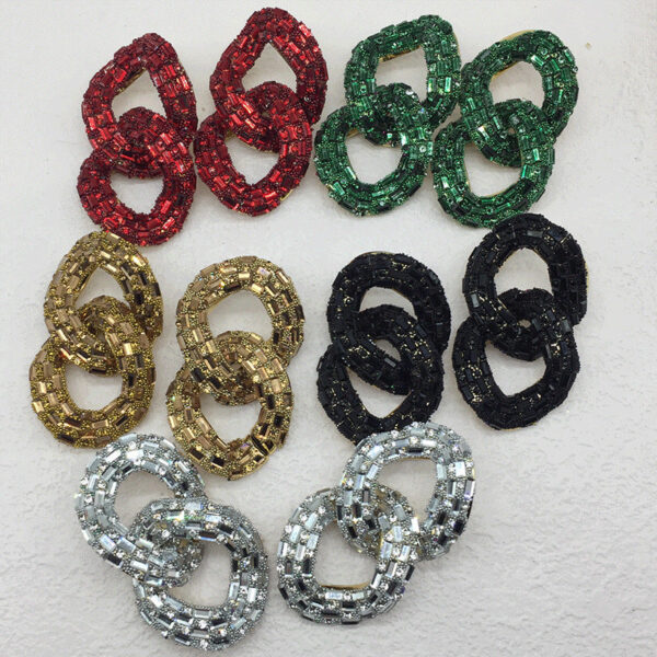 Wholesale Chain Shaped Diamond Inlaid Colored Earrings