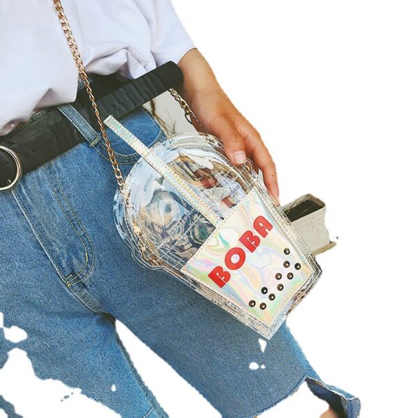 Wholesale PU Laser Chain Coke Straw Bag