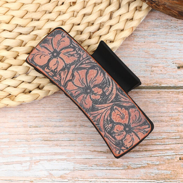 Wholesale Western Style Vintage Printed Leather Hair Clips