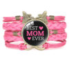 Wholesale Mom Letter Mom Time Gem Multi-layer Woven Leather Bracelet