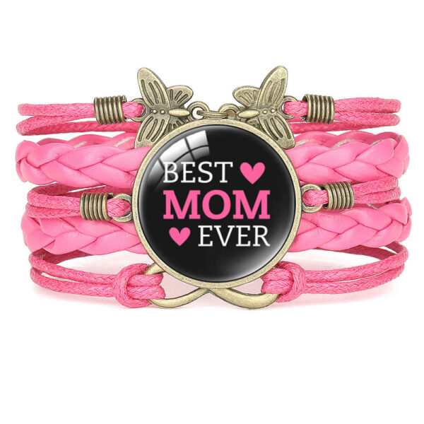 Wholesale Mom Letter Mom Time Gem Multi-layer Woven Leather Bracelet