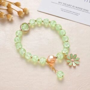 Green bursting crystal flower bracelet / comes with a bag
