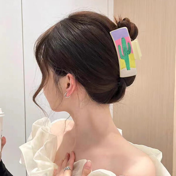 Wholesale Western Style Cactus Leather Hair Clip Shark Clip Combination