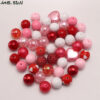 Wholesale 50pcs/pack Light Pink Love Heart Valentine's Day 20MM Acrylic Mixed Color Beads Bubblegum Beads