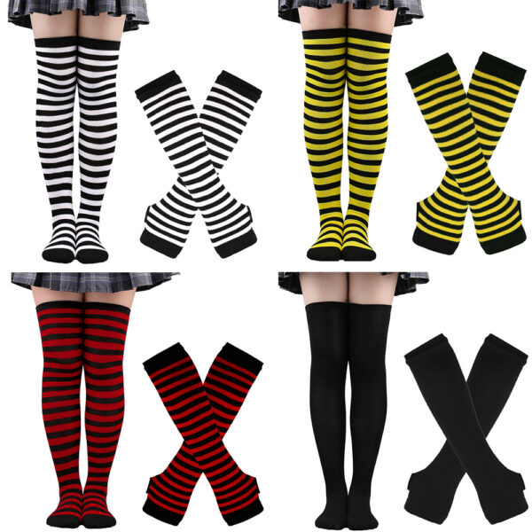 Wholesale Christmas Halloween High Striped Socks Gloves Set