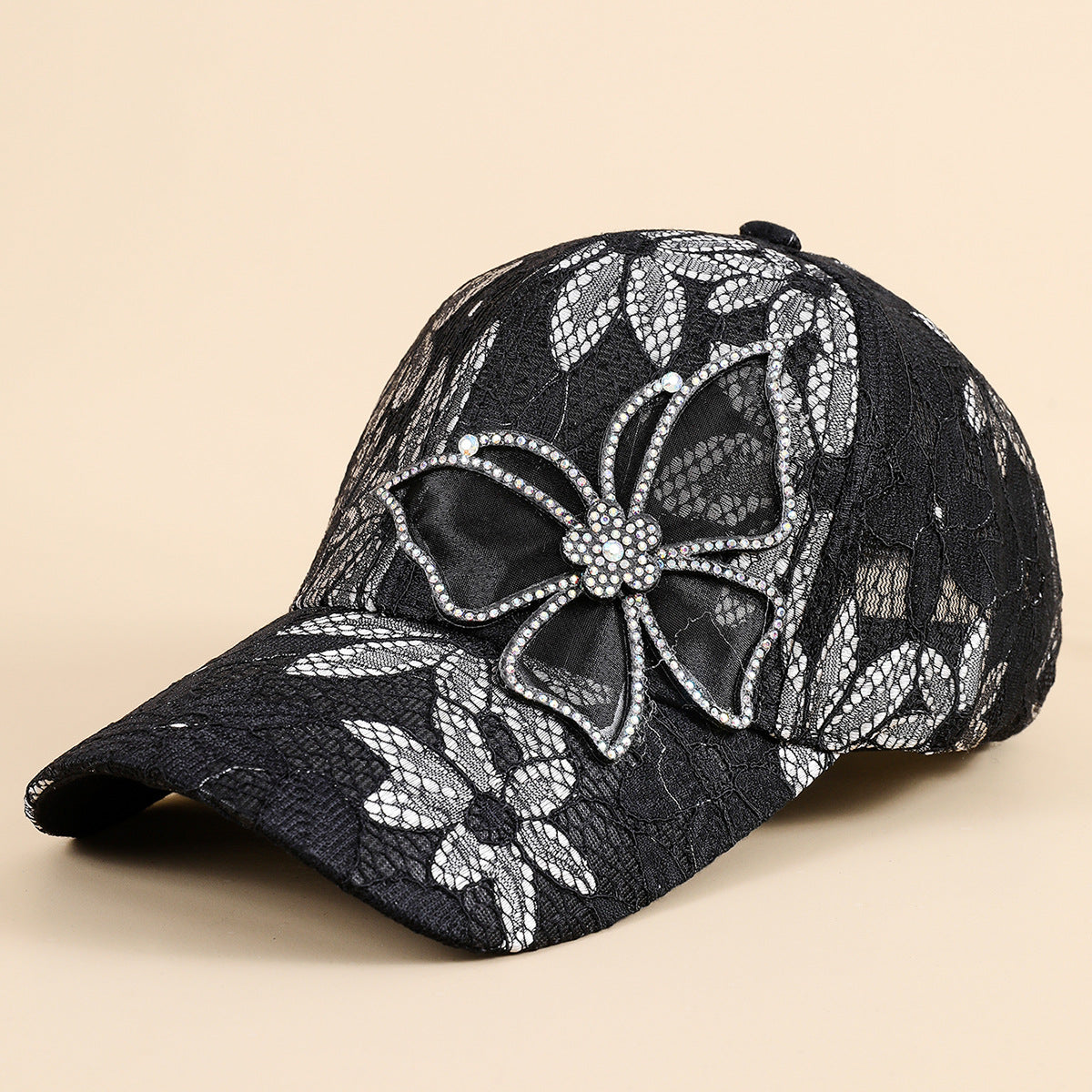 Wholesale Butterfly Rhinestone Flower lyester Baseball Cap
