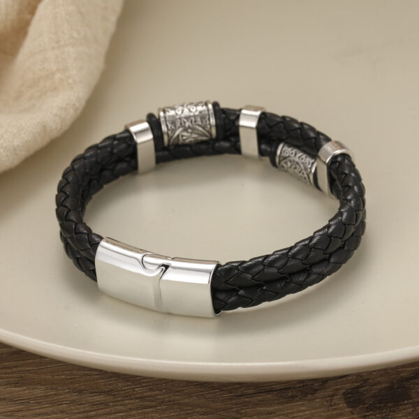 O1CN016cZ4831w2YCo1MAkw_3192076250-0-cib Wholesale Alloy Magnet Buckle Leather Rope Hand Woven Vintage Men's Bracelet