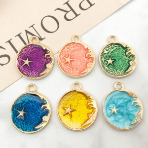 Dropping oil zinc alloy round moon stars 21x25-2.6g / Blue